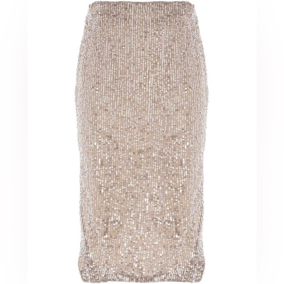 Zeynep Arcay NWT Sequin Slit Skirt in Nude - Picture 13 of 16